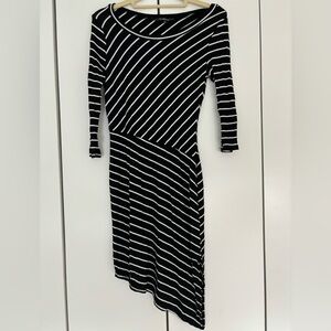 Lulus Black Stripe Asymmetrical Bodycon Dress